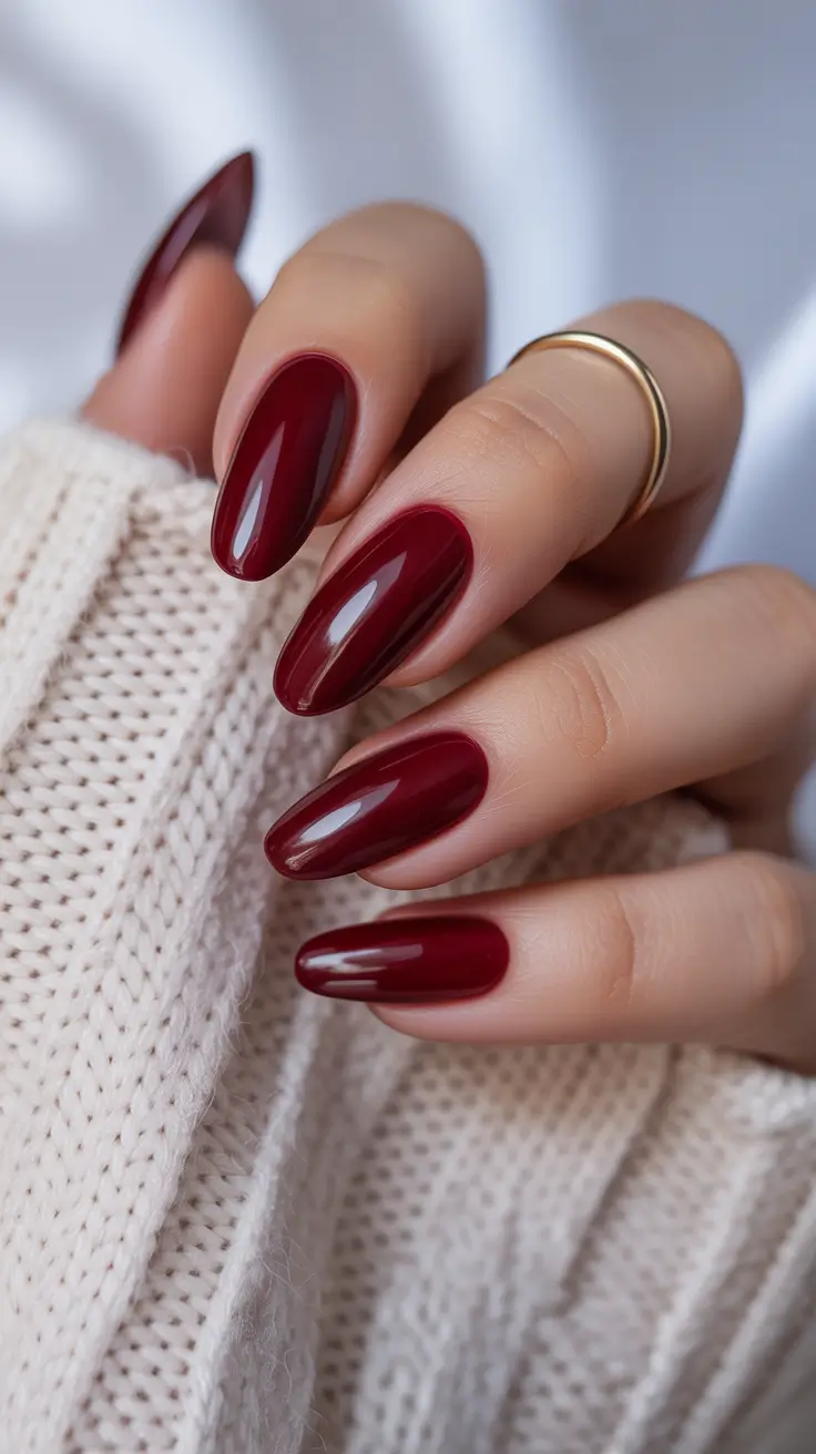 Cute Winter Gel Nails 2025–2026 Classic Cherry Shine