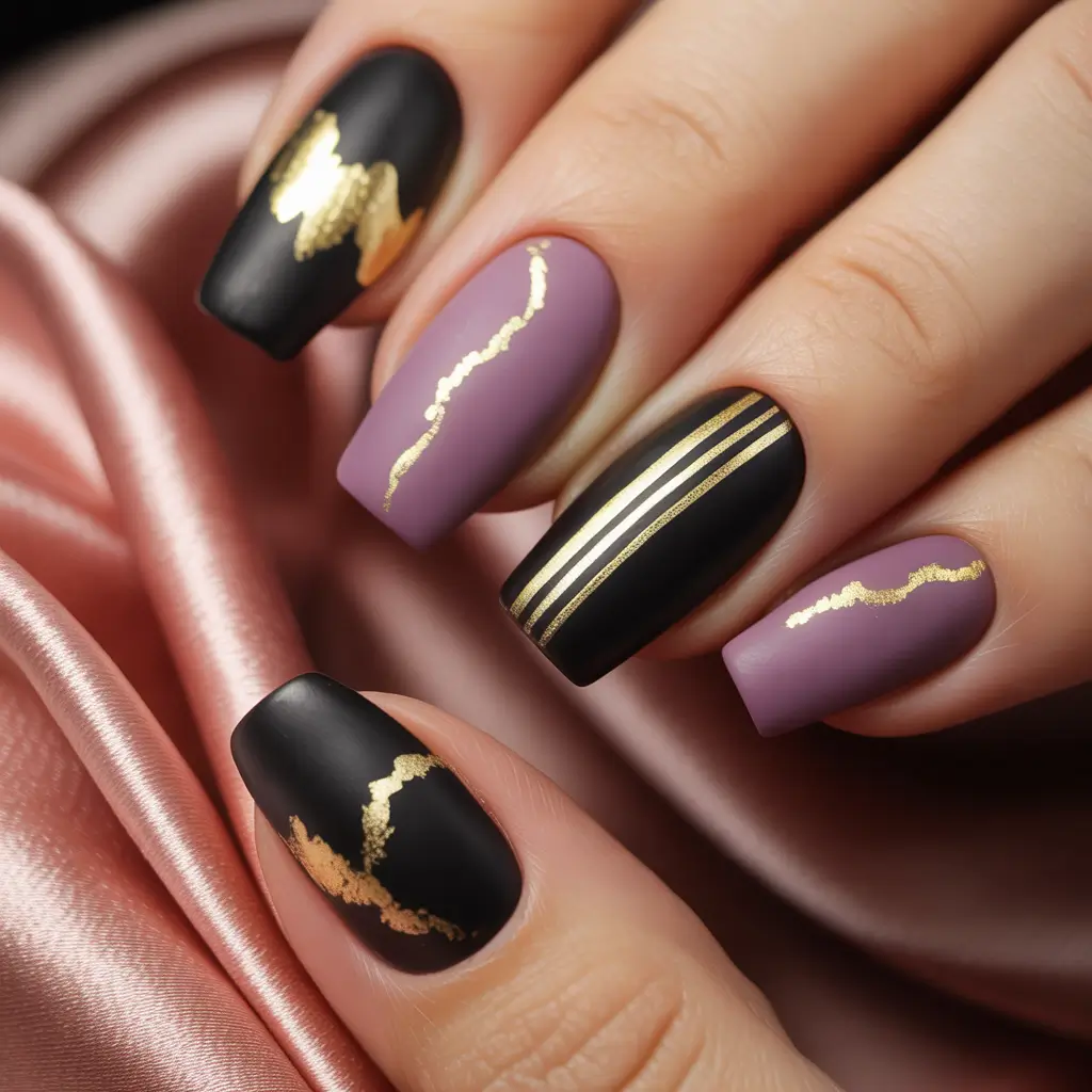 Cute Winter Gel Nails 2025–2026 Gilded Velvet Mix