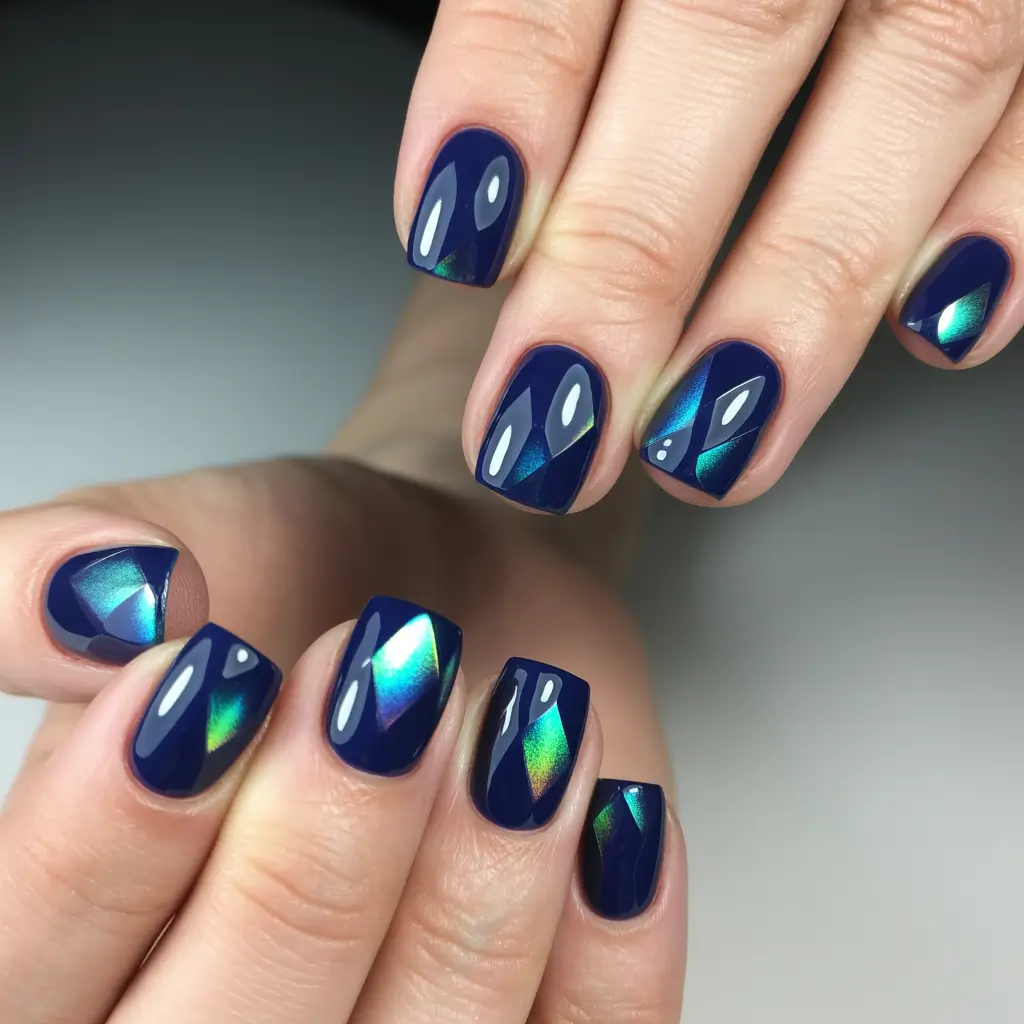 Cute Winter Gel Nails 2025–2026 Sapphire Facets