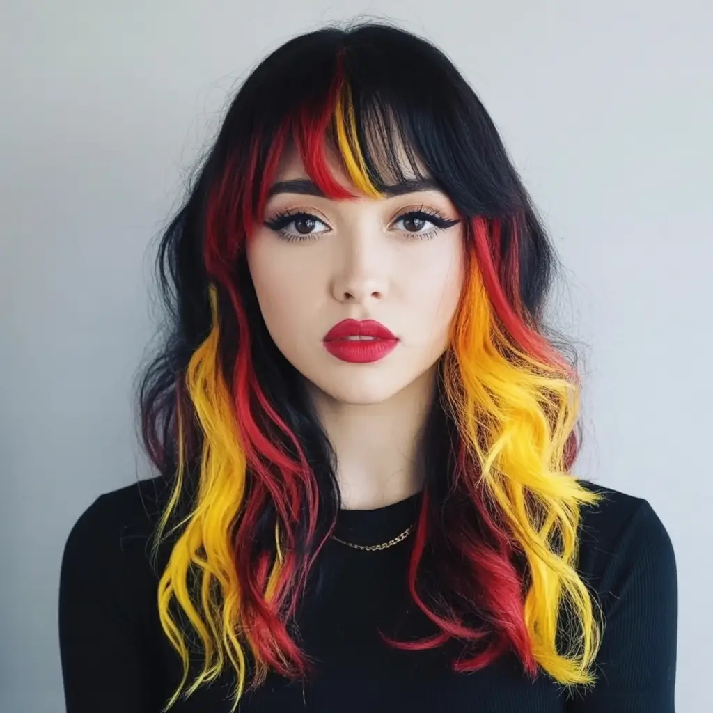 Dark Hair Colors for Winter 2025–2026 Fiery Ember Highlights