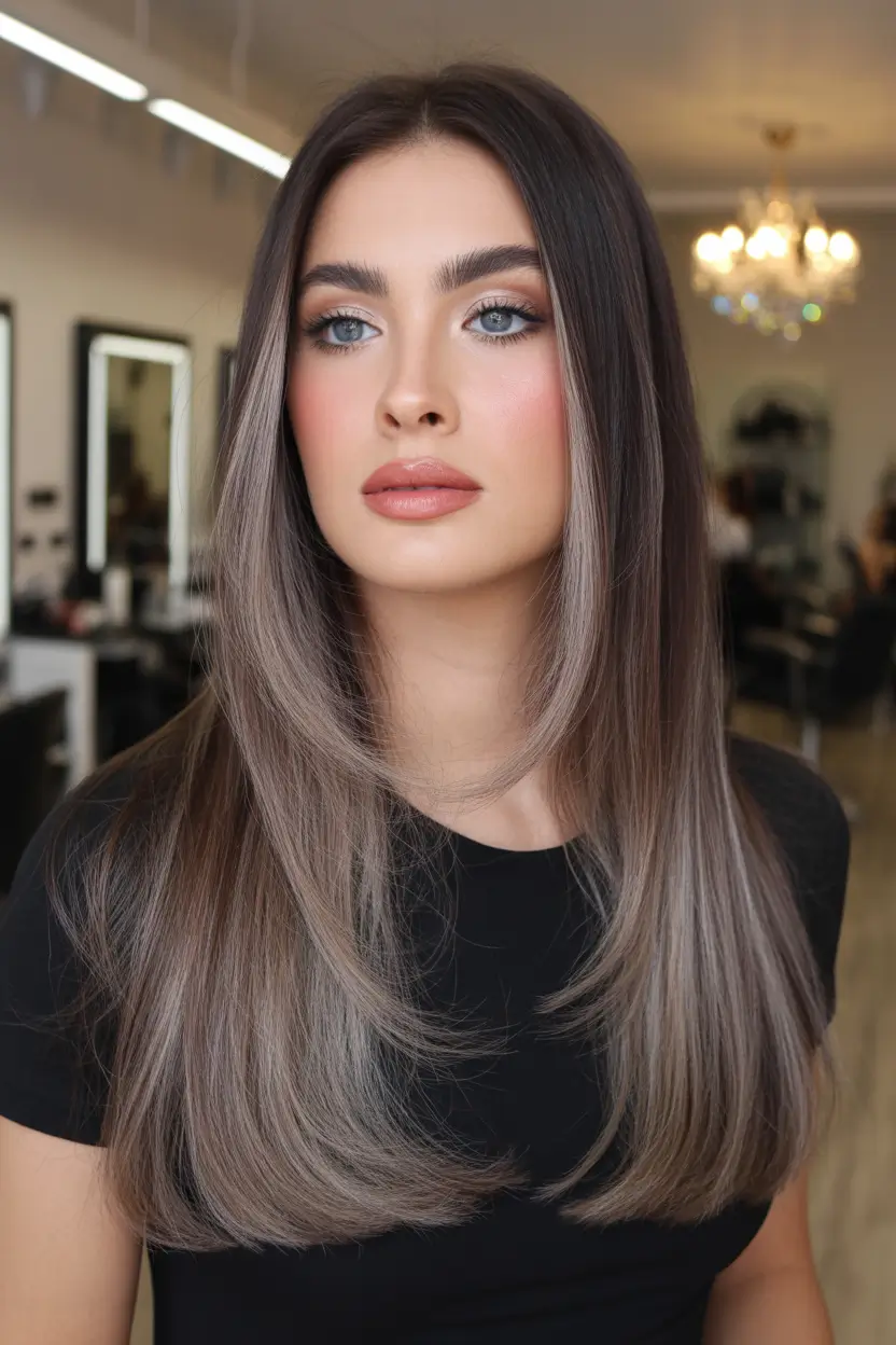 Dark Hair Colors for Winter 2025–2026 Ash Espresso Gradient