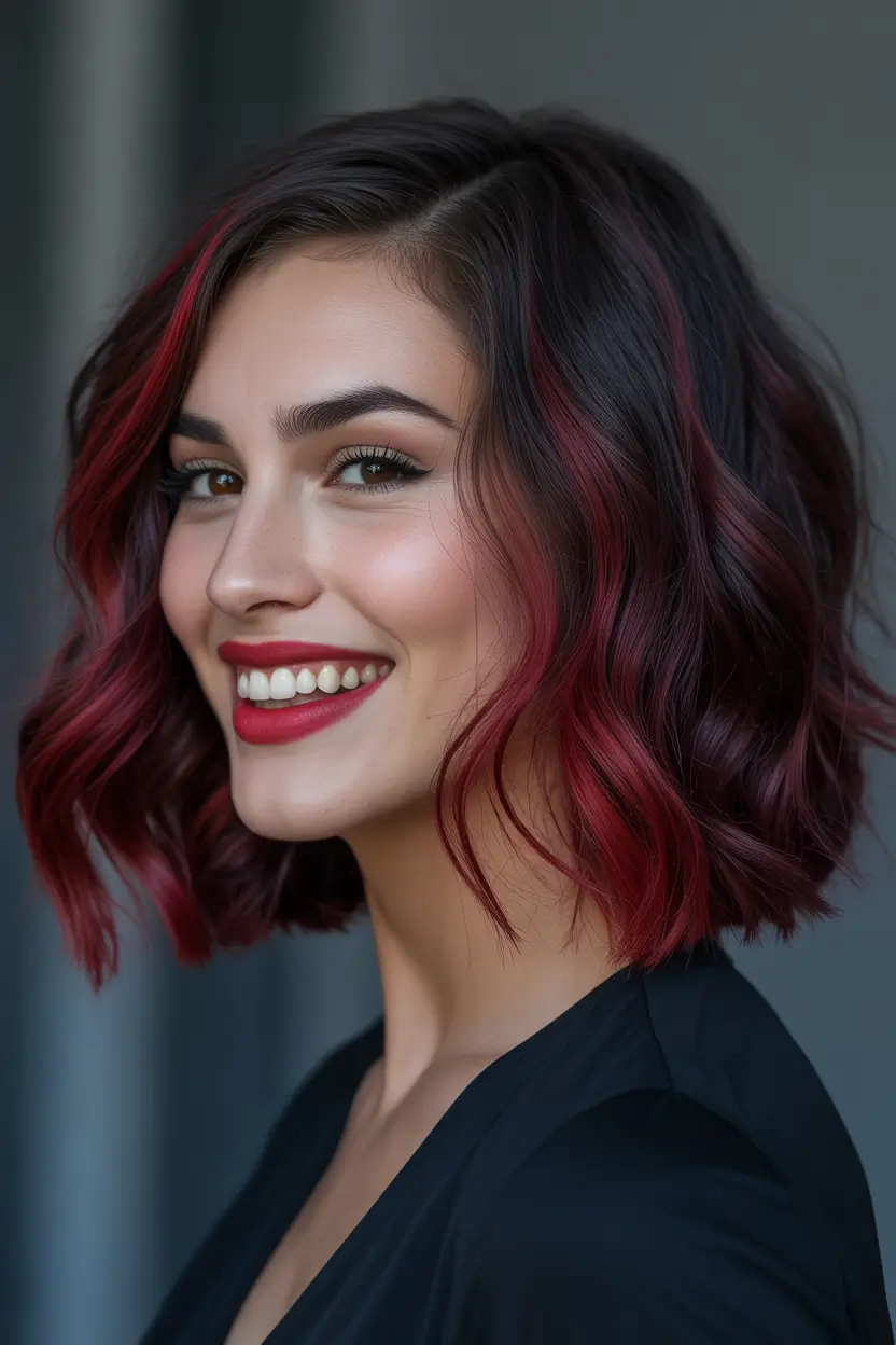Dark Hair Colors for Winter 2025–2026 Cherry Red Bob