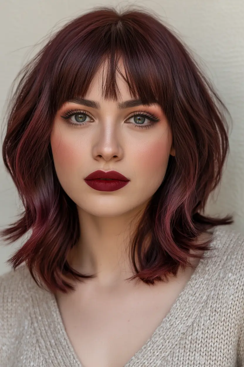 Dark Hair Colors for Winter 2025–2026 Plum Wine Layers