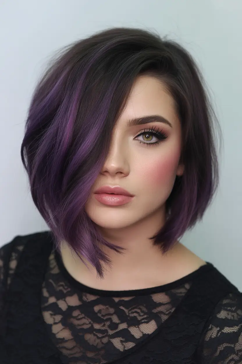 Dark Hair Colors for Winter 2025–2026 Amethyst Bob with Depth