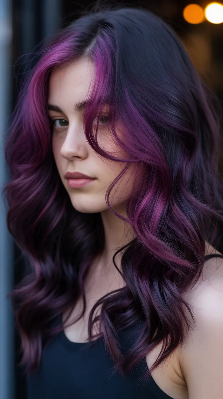Dark Hair Colors for Winter 2025–2026 Velvet Violet Curls