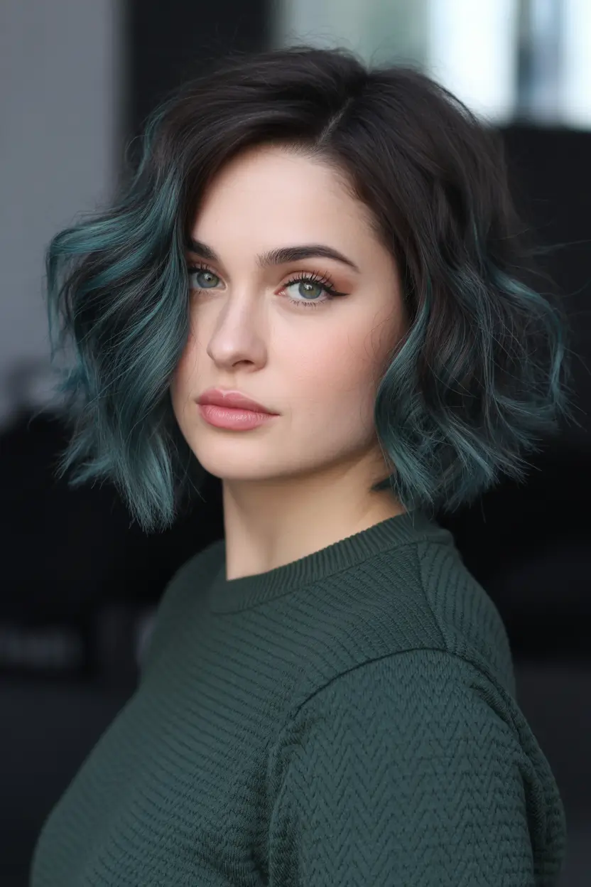 Dark Hair Colors for Winter 2025–2026 Emerald Bob
