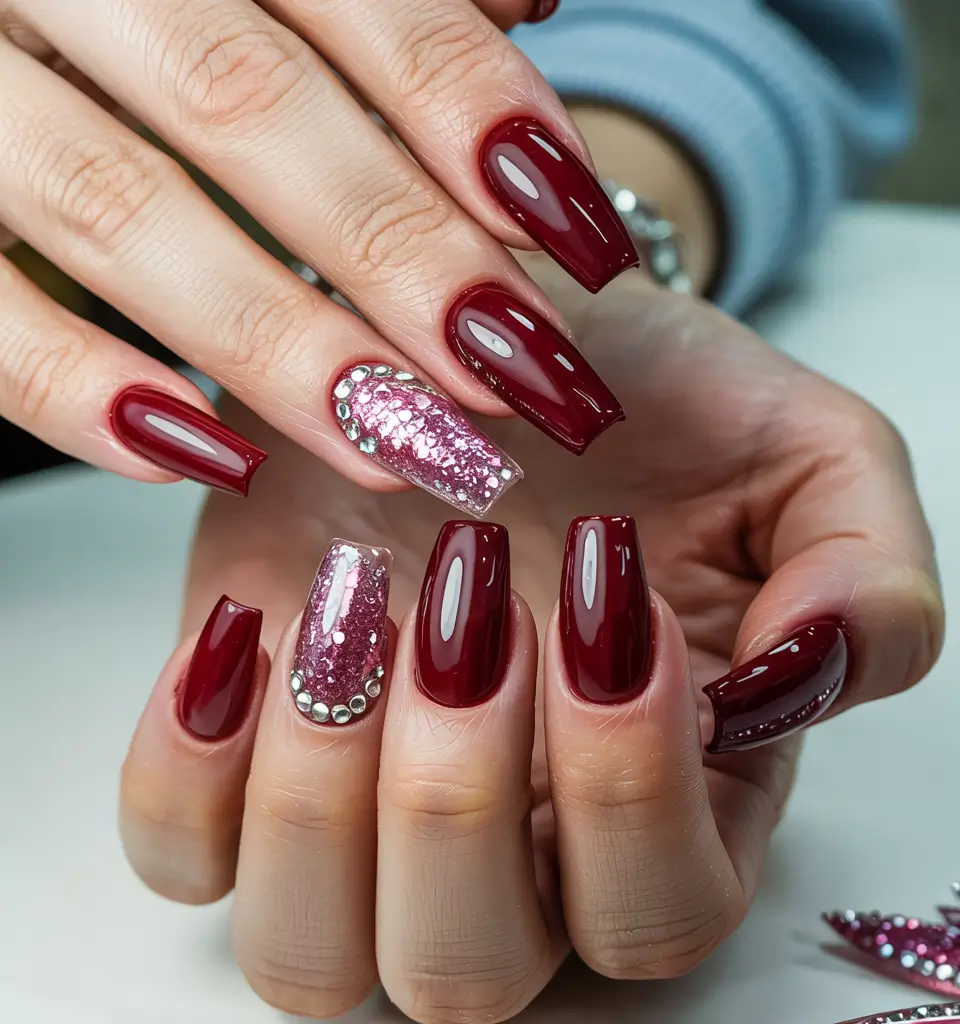 Dark Winter Nails Ideas 2025–2026 Ruby Glaze Luxury