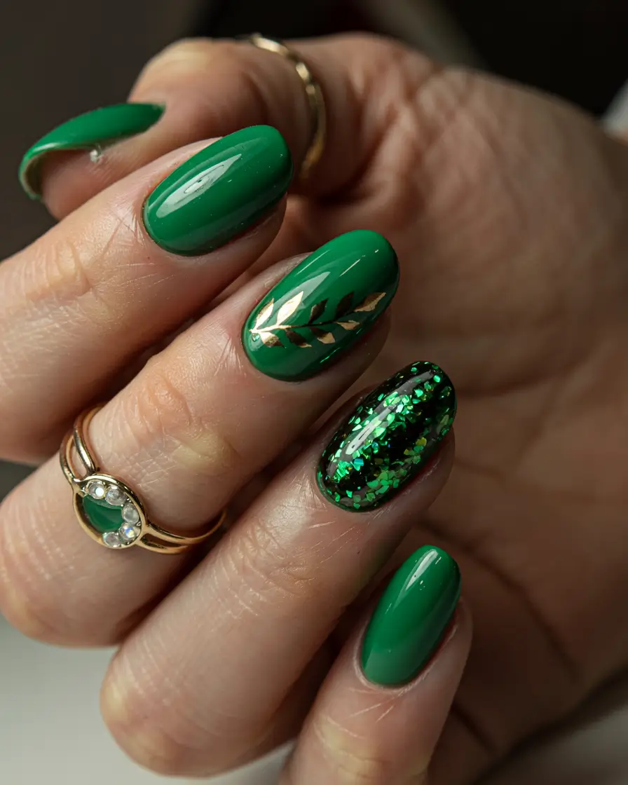 Dark Winter Nails Ideas 2025–2026 Emerald Gleam