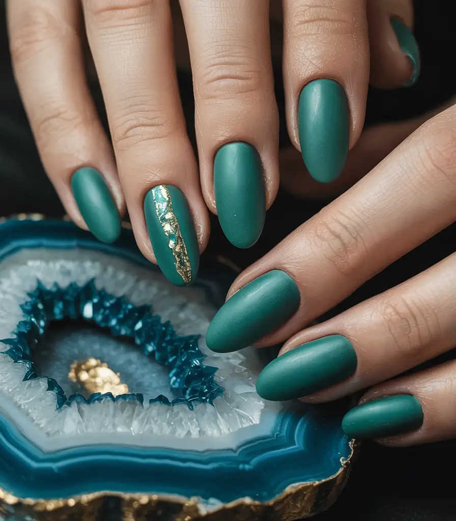 Dark Winter Nails Ideas 2025–2026 Matte Jade Elegance