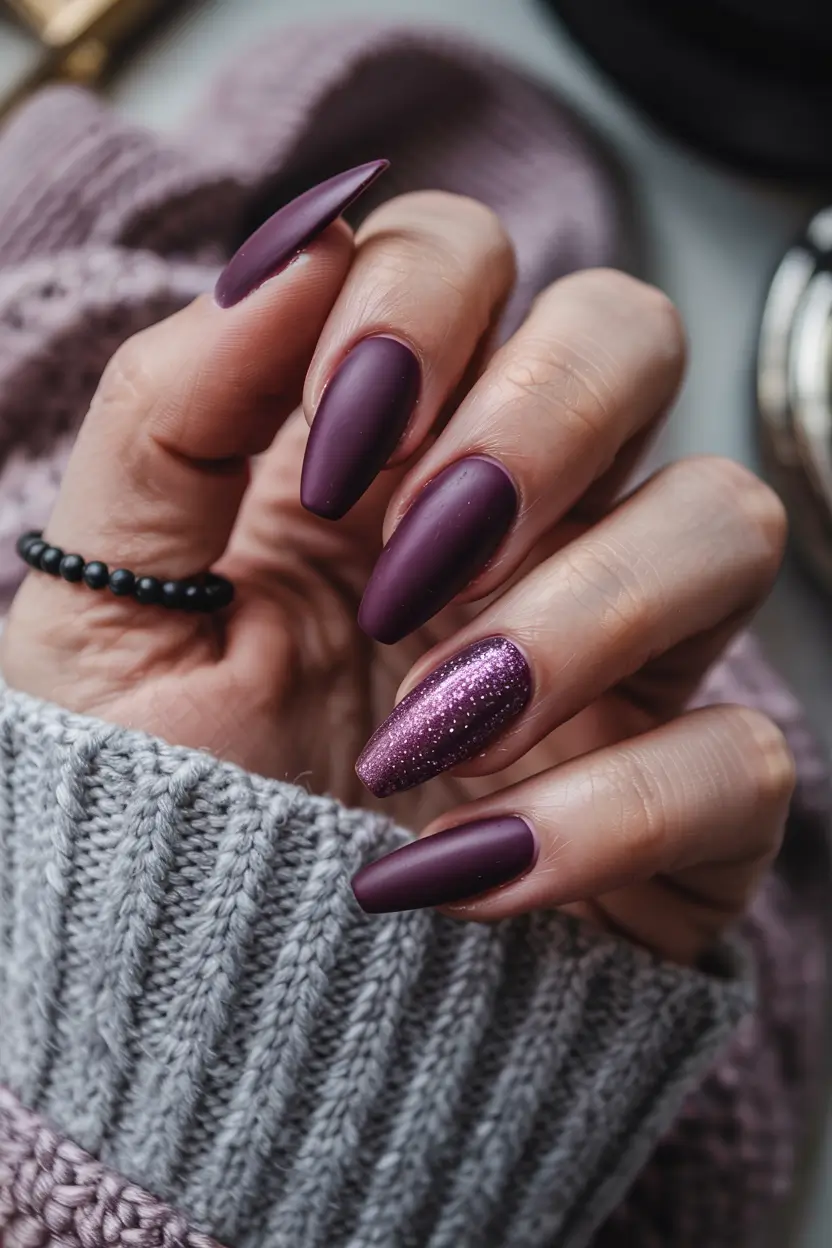 Dark Winter Nails Ideas 2025–2026 Mulberry Dream Glow