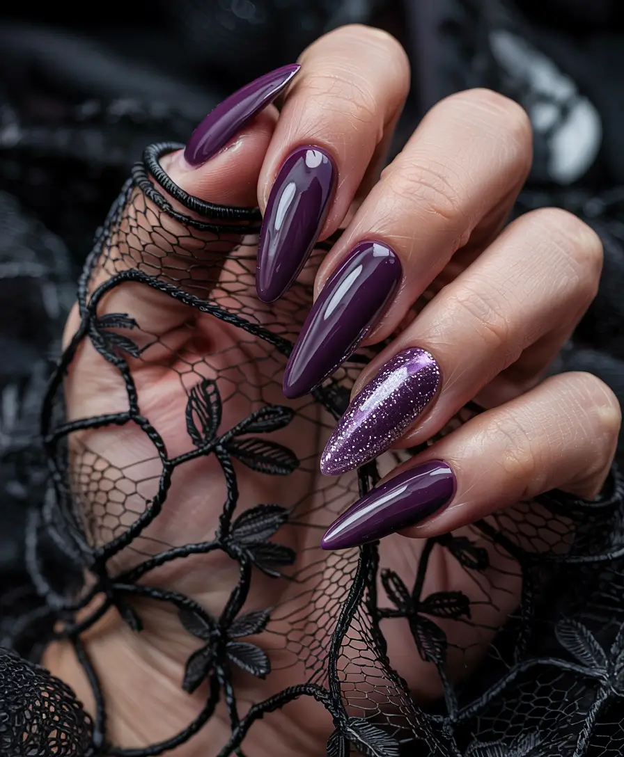 Dark Winter Nails Ideas 2025–2026 Plum Gloss Enchantment