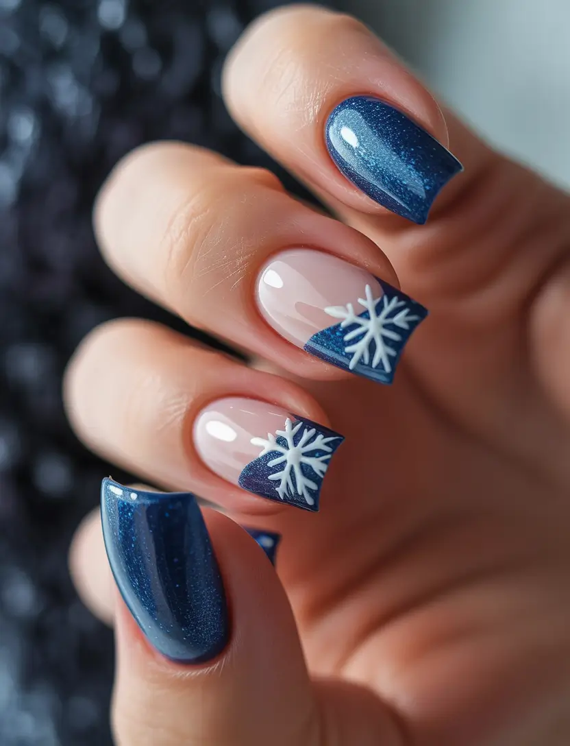 Colored French Frost Tipped Midnight Winter