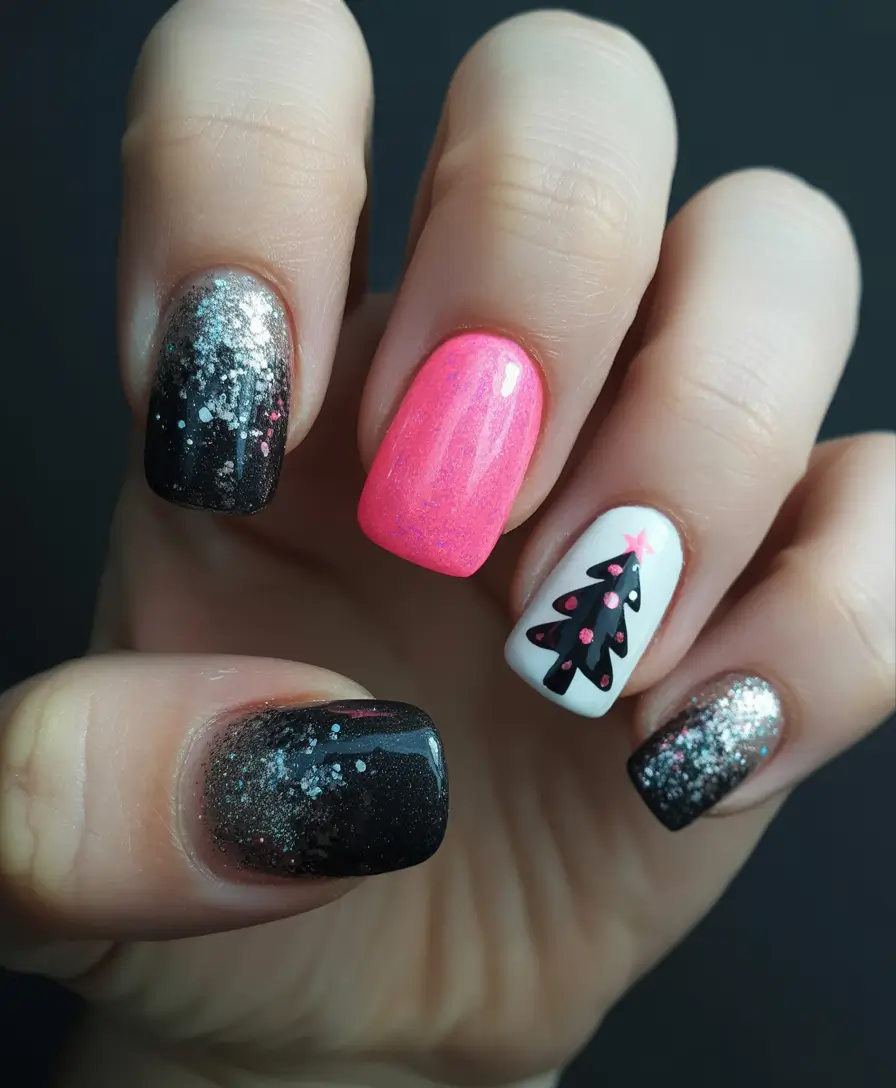 Neon Noel Christmas Nails