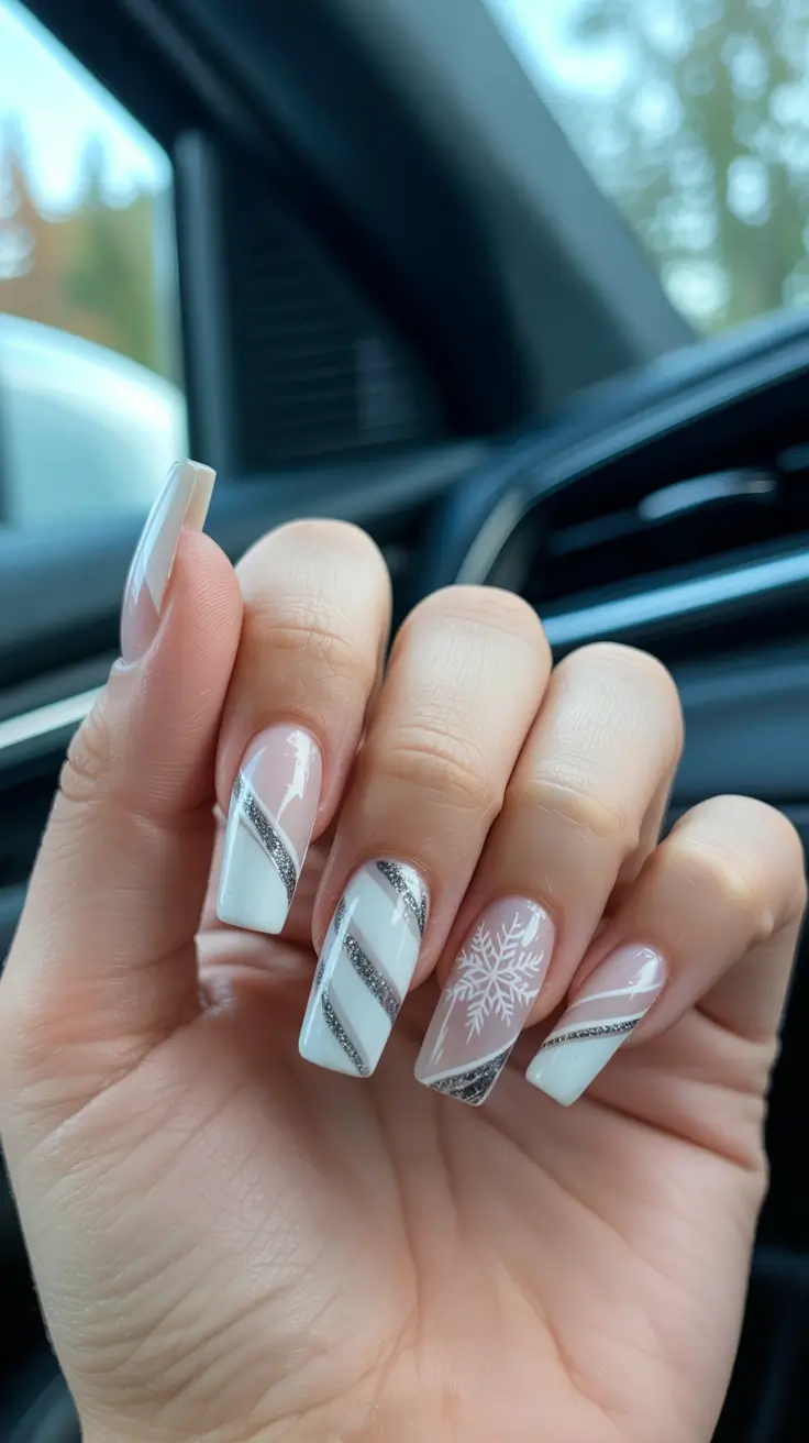 Neutral Snowflake Stripes Winter