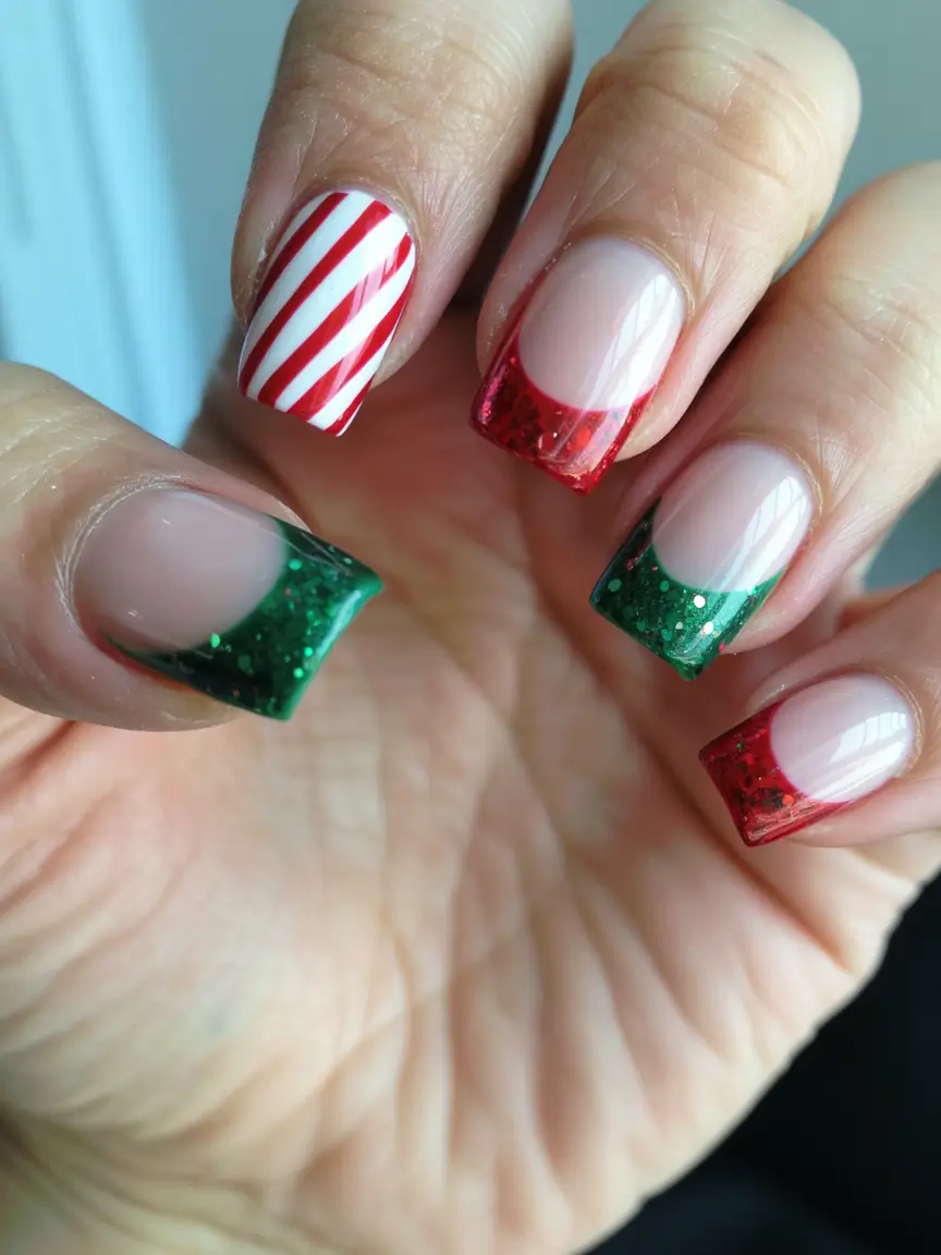 Easy Christmas Nails 2025 Holiday French Twist