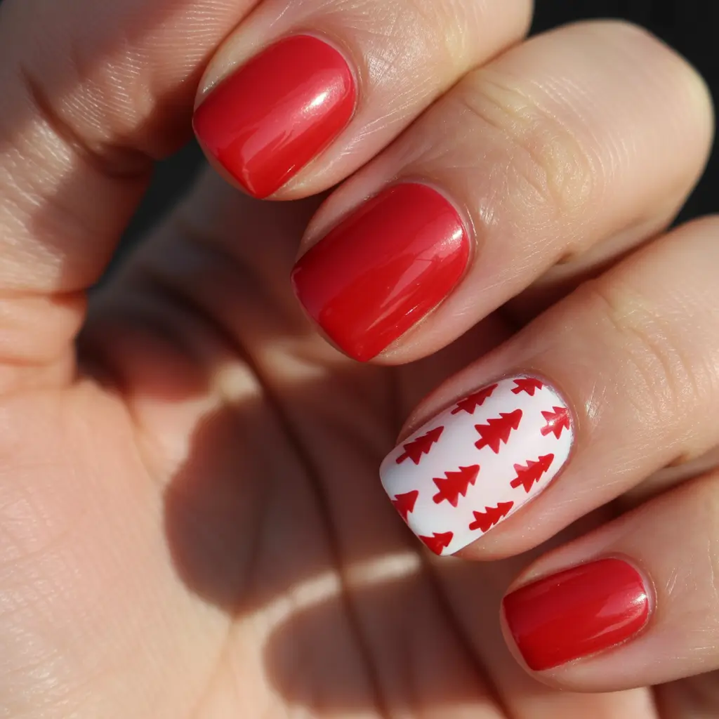 Easy Christmas Nails 2025 Tiny Trees