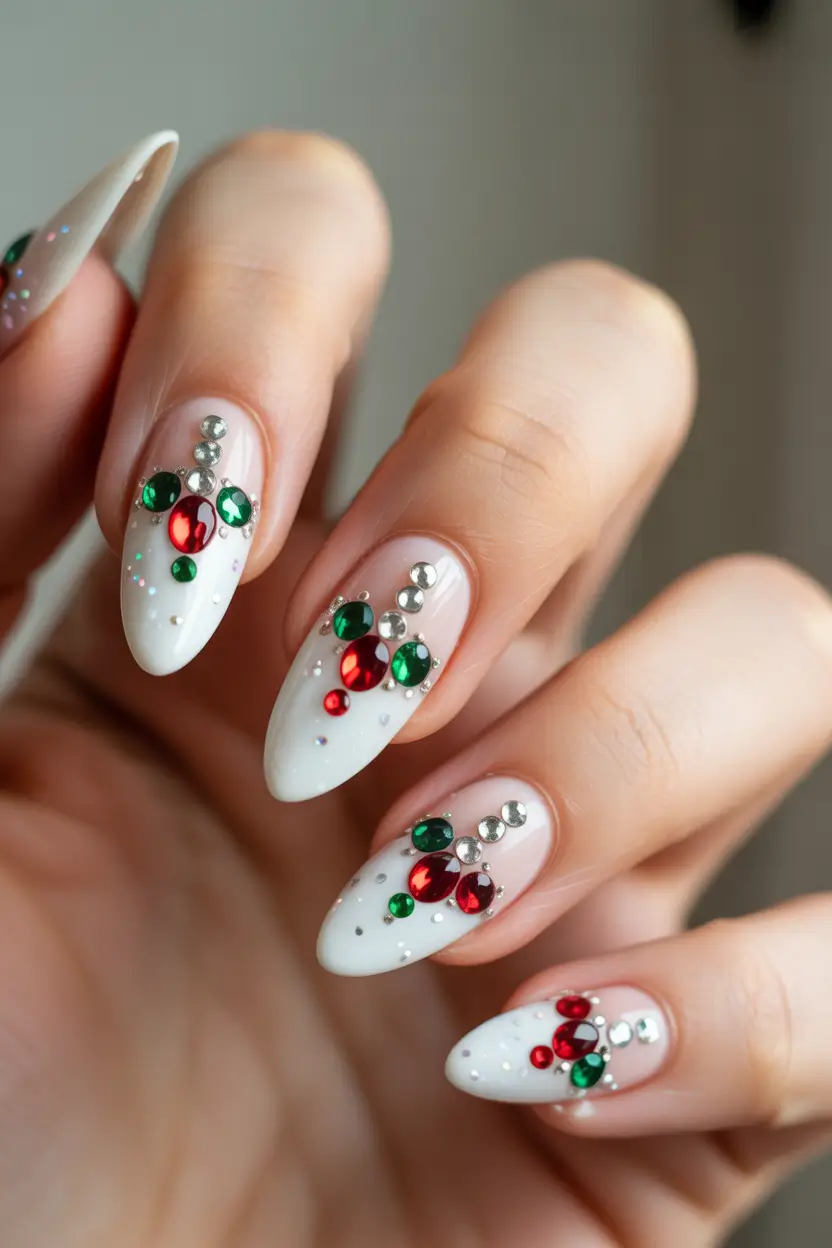 Elegant Christmas Nail Designs 2025 Crystal Garland Glam