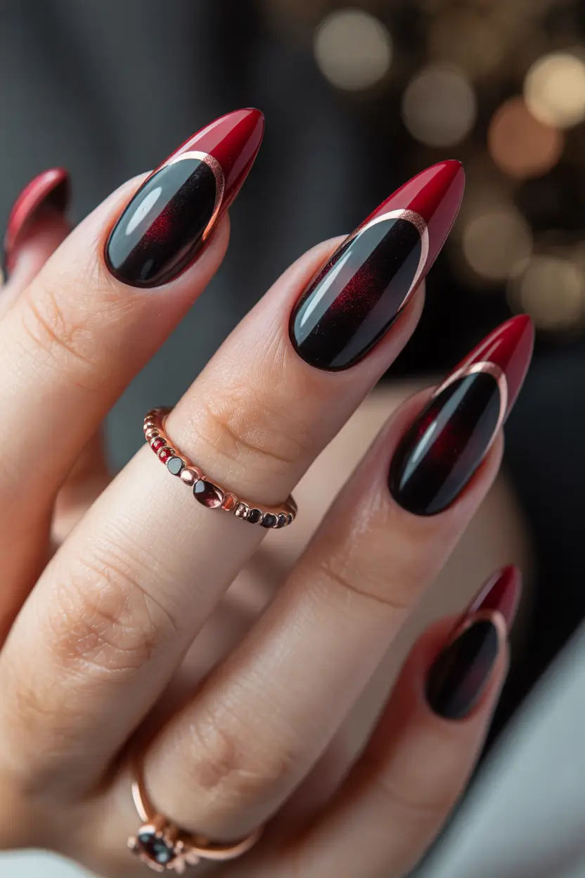 Elegant Christmas Nail Designs 2025 Crimson Eclipse