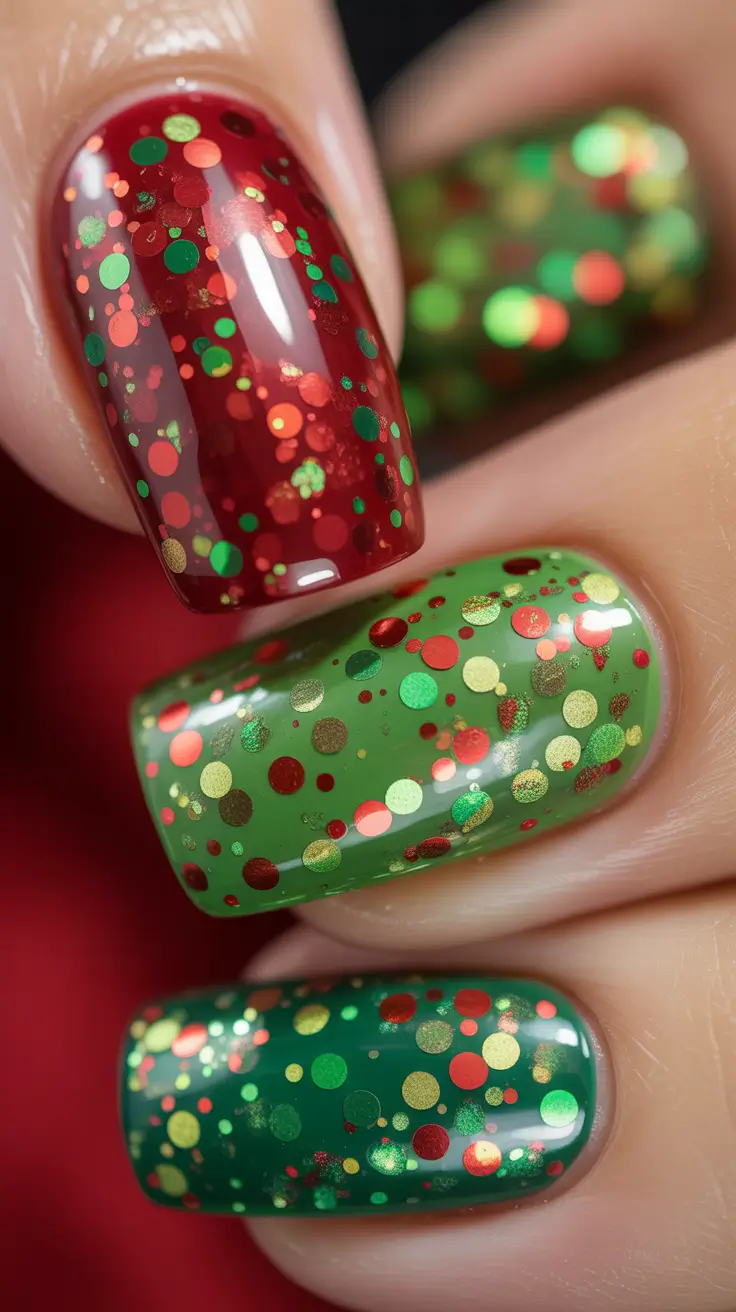 Elegant Christmas Nail Designs 2025 Retro Sparkle Dots