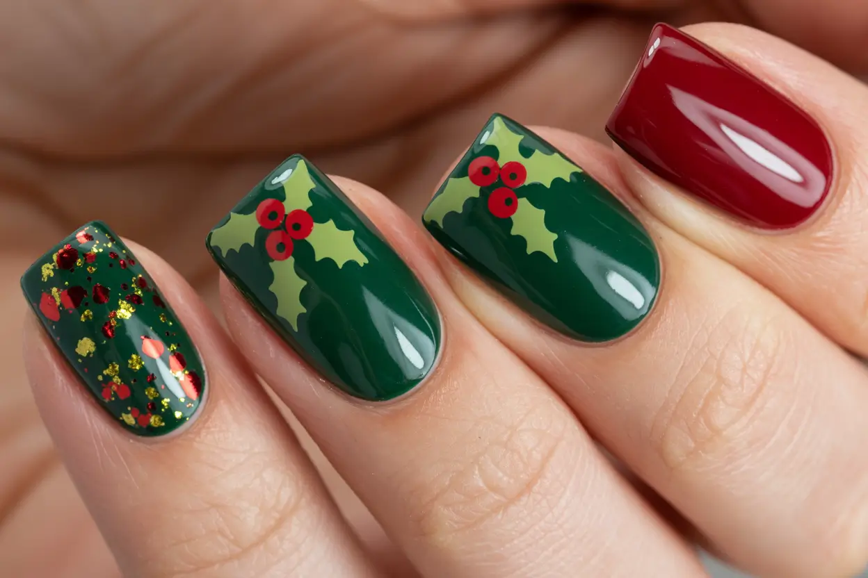 Elegant Christmas Nail Designs 2025 Evergreen Cheer