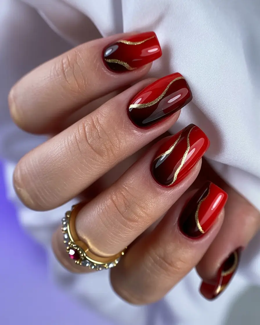 Elegant Christmas Nail Designs 2025 Velvet Flame Elegance