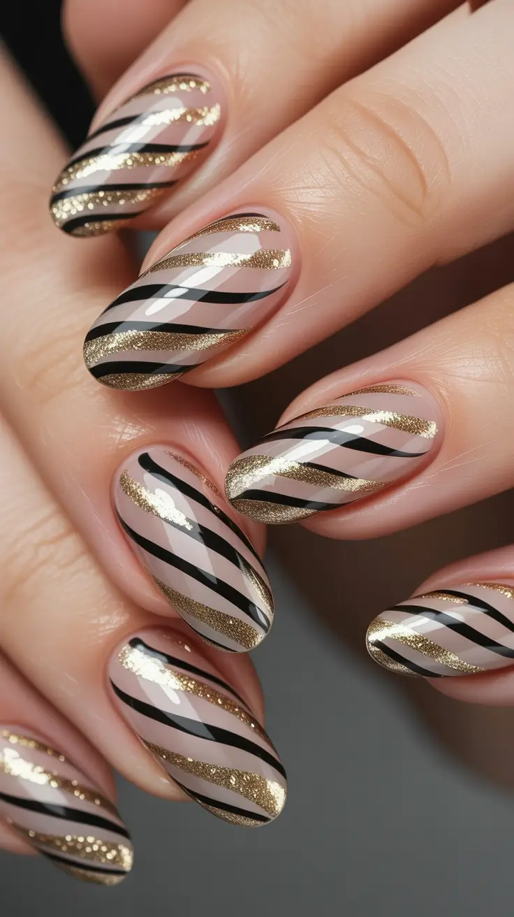 Almond shape Golden Zebra Stripes