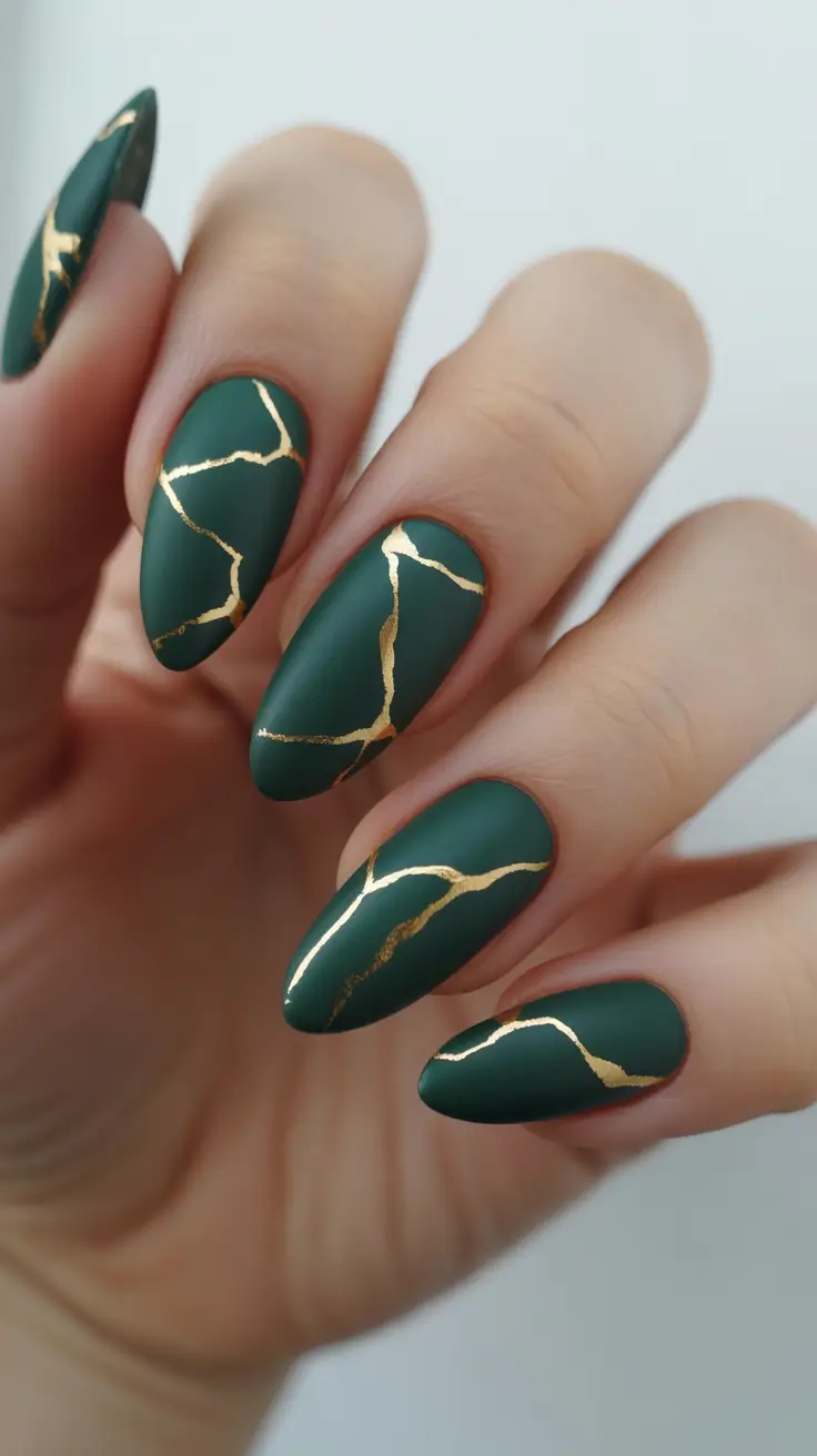 Autumn classy Emerald Crackle Gold