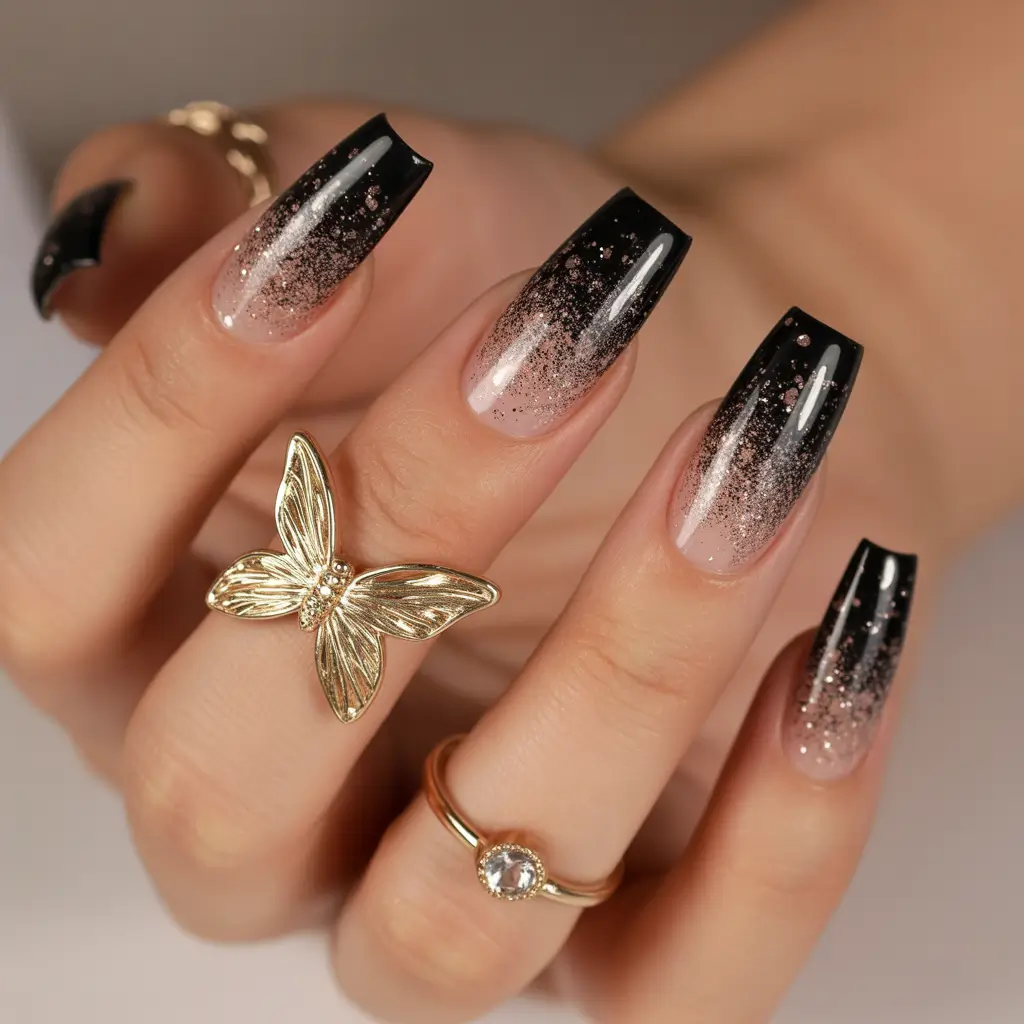 Simple Black to Champagne Ombre