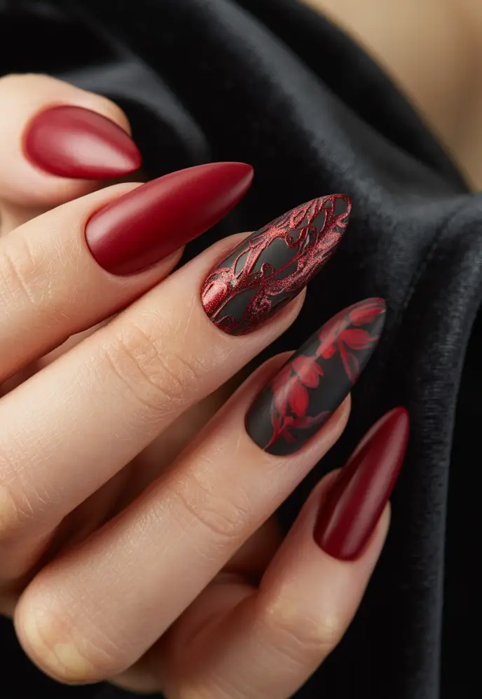 Fall nail design for November 2025 Velvet Burgundy