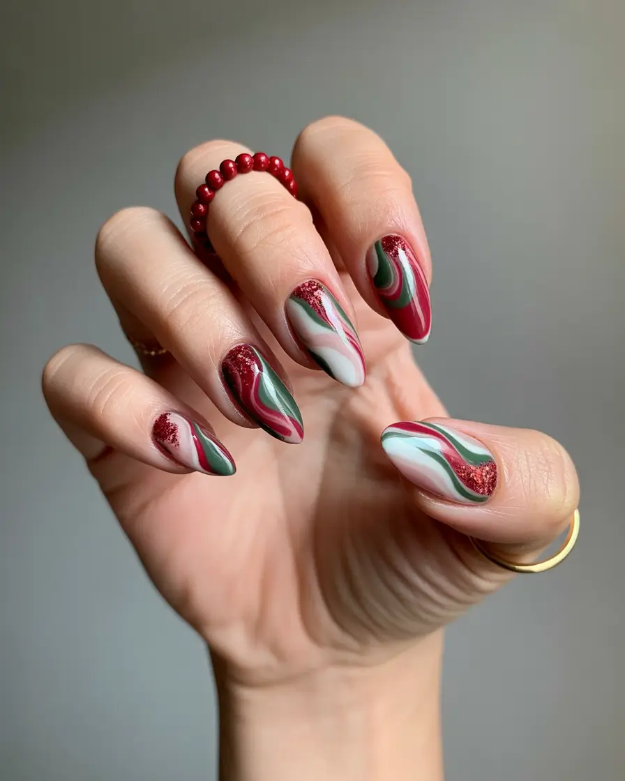 Fall nail design for November 2025 Festive Swirls