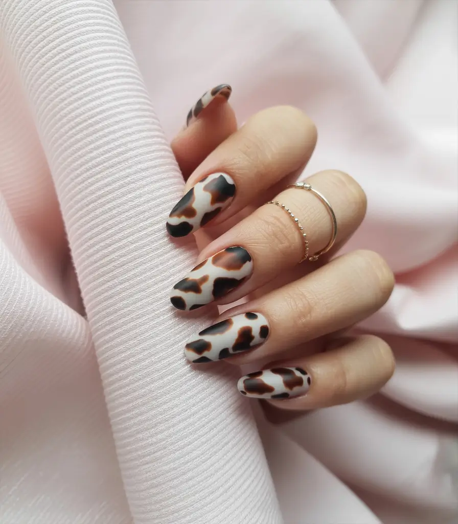 Fall nail design for November 2025 Leopard Matte