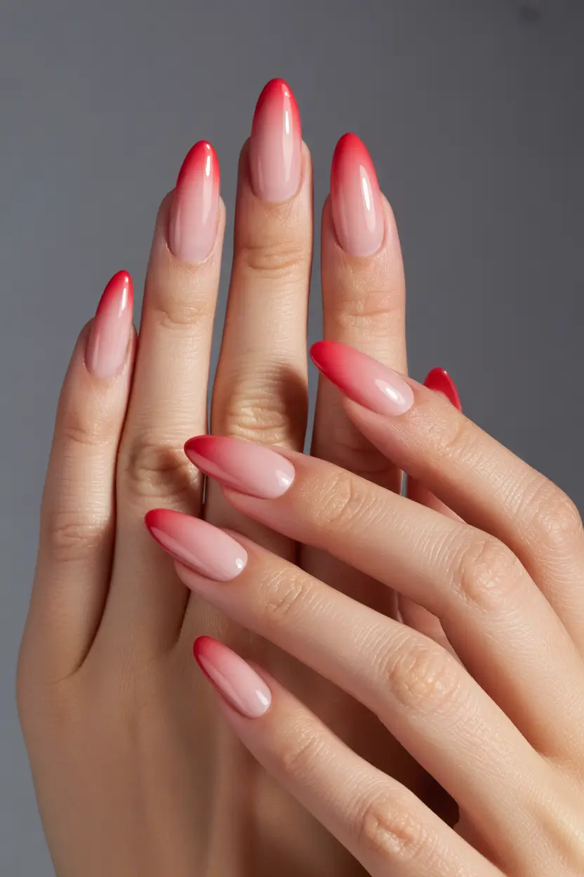 Fall nail design for November 2025 Red Ombre French