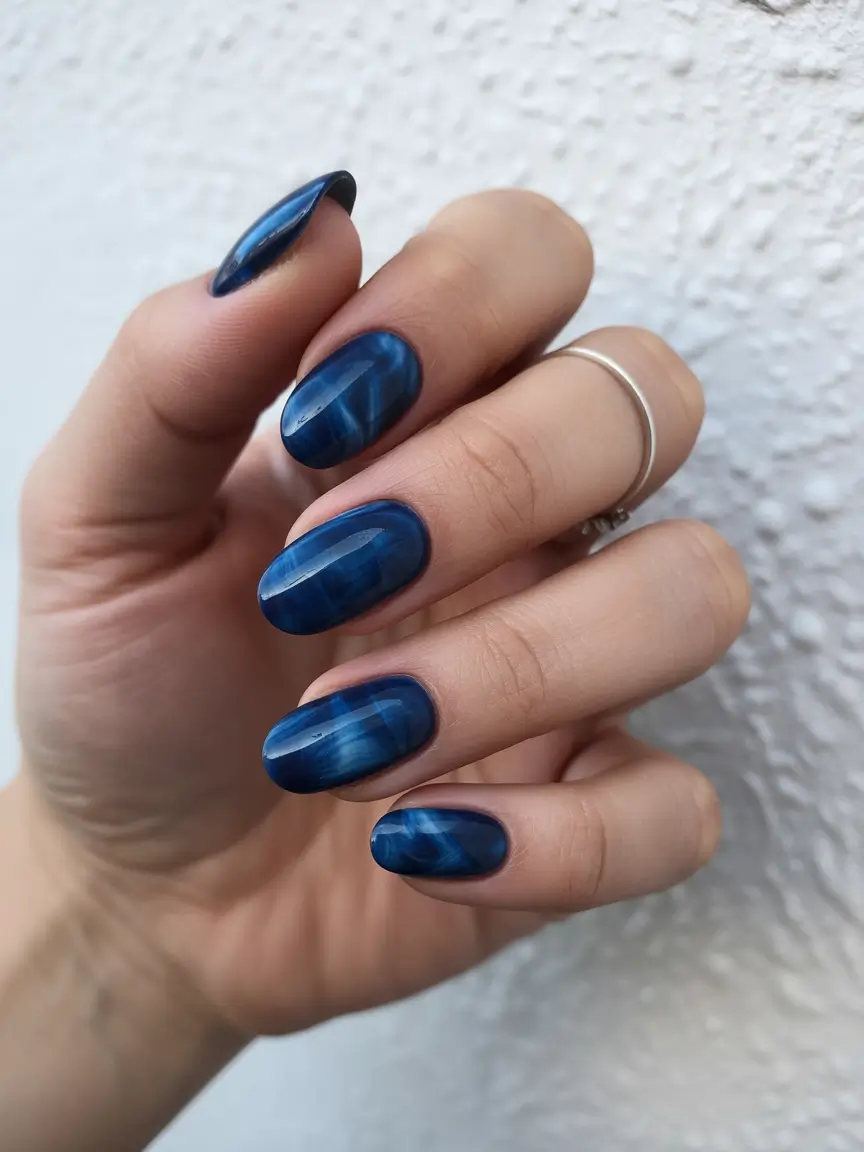 Fresh Almond Nail Inspiration Winter 2025–2026 Blue Reflection Charm