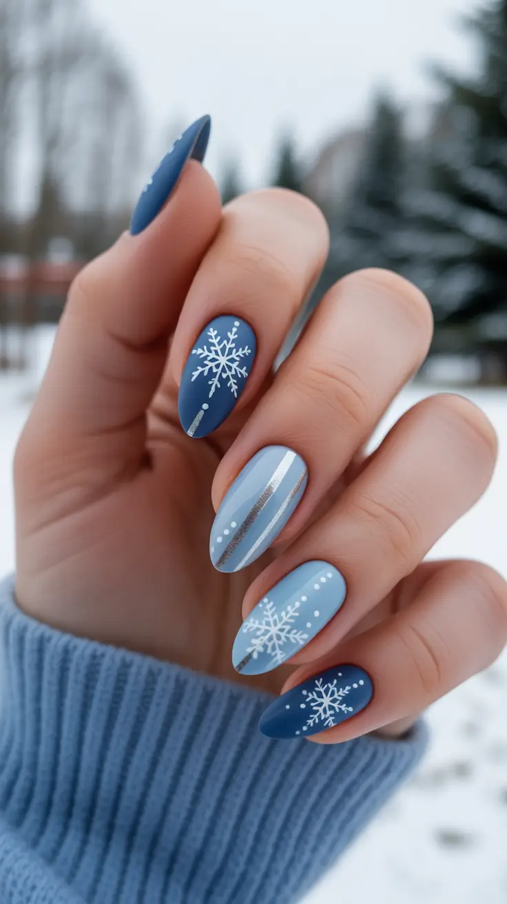 Fresh Almond Nail Inspiration Winter 2025–2026 Frosty Blue Dream