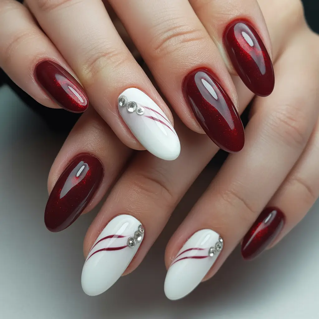 Fresh Almond Nail Inspiration Winter 2025–2026 Ruby & Pearl Harmony