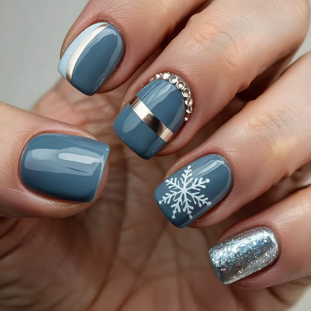 Fresh Cute Nail Inspiration Winter 2025–2026 Frosted Blue Elegance