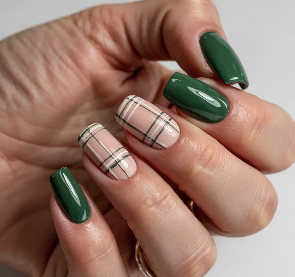 Fresh Cute Nail Inspiration Winter 2025–2026 Classic Winter Plaid