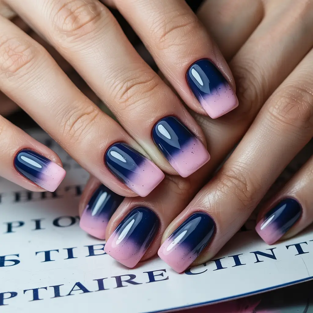 Fresh Cute Nail Inspiration Winter 2025–2026 Midnight Pink Ombre