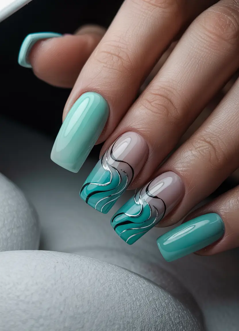 Fresh Cute Nail Inspiration Winter 2025–2026 Mint Wave French