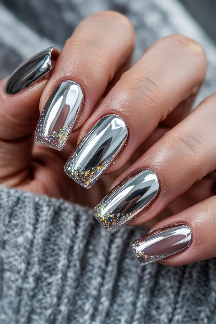 Fresh Cute Nail Inspiration Winter 2025–2026 Chrome Frost Nails