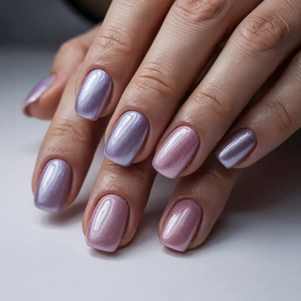 Fresh Cute Nail Inspiration Winter 2025–2026 Frosted Lilac Gradient