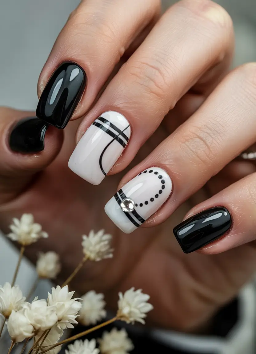 Fresh Cute Nail Inspiration Winter 2025–2026 Modern Monochrome Chic