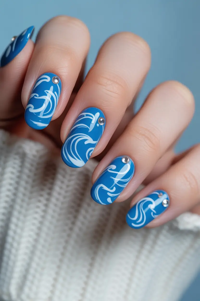 Fresh Nail Colors Winter 2025–2026 Blue Frost Whirls