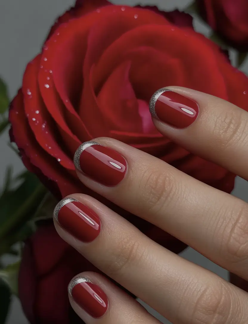 Fresh Nail Colors Winter 2025–2026 Silver-Edged Crimson
