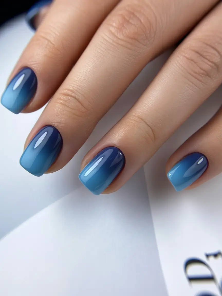 Fresh Nail Colors Winter 2025–2026 Frozen Blue Ombre