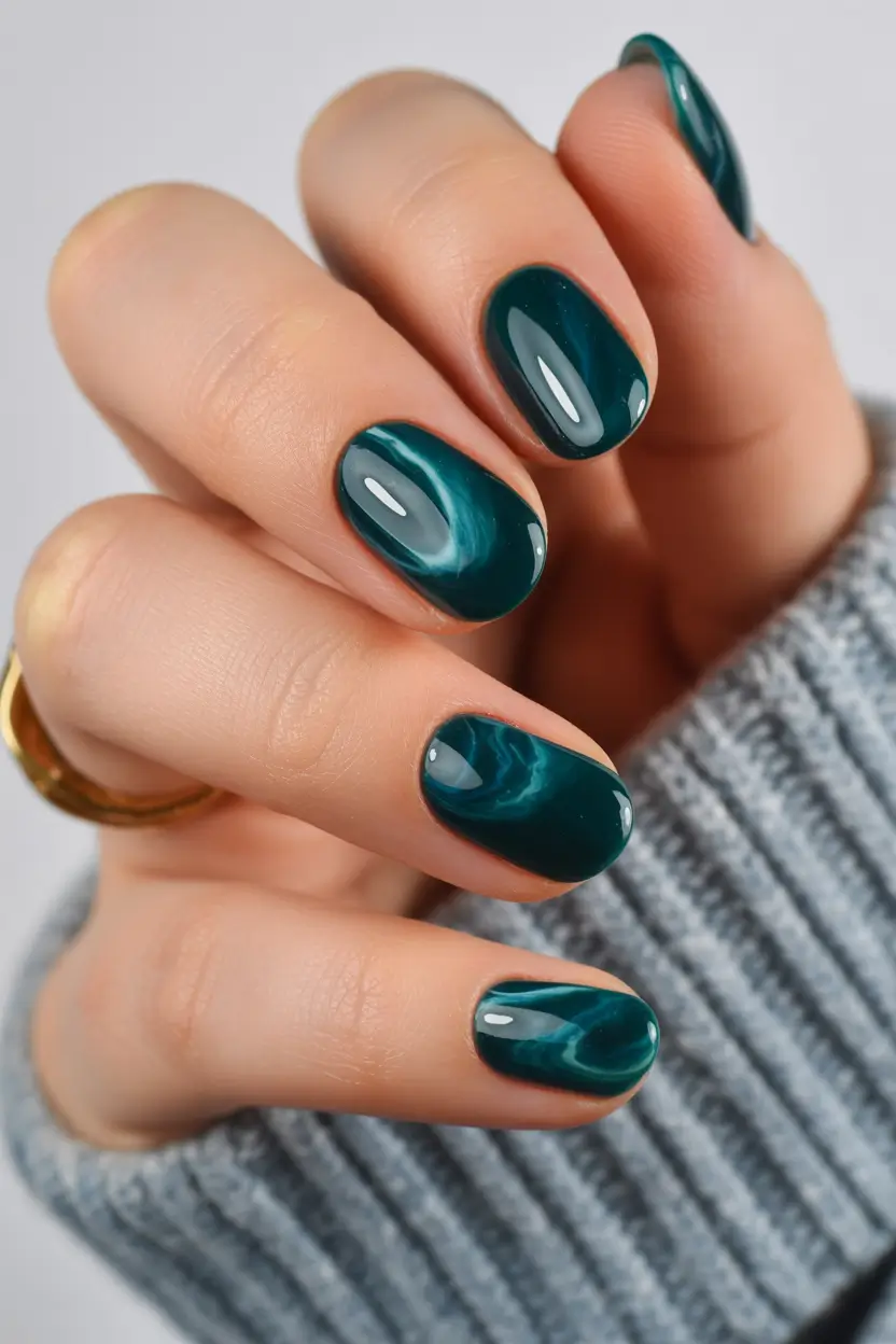 Fresh Nail Colors Winter 2025–2026 Emerald Cat Eye