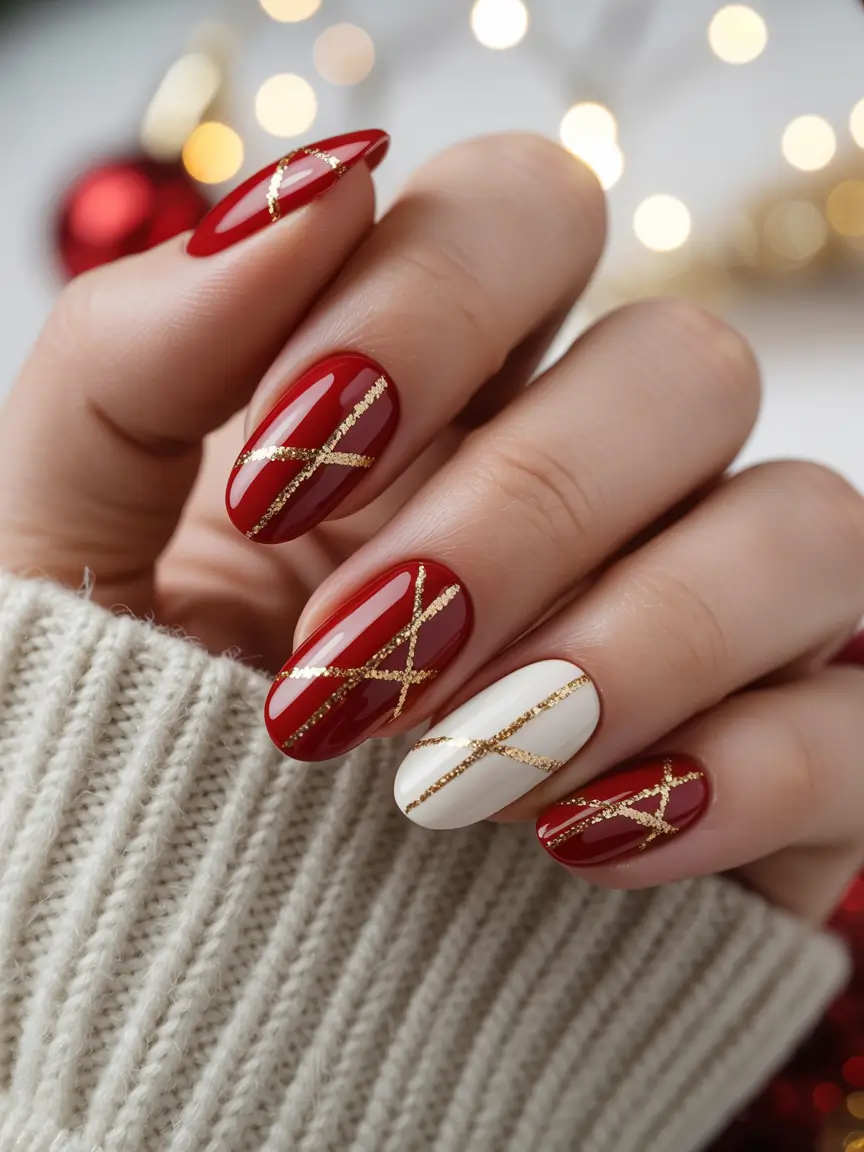 Fresh Nail Colors Winter 2025–2026 Golden Ribbon Glow