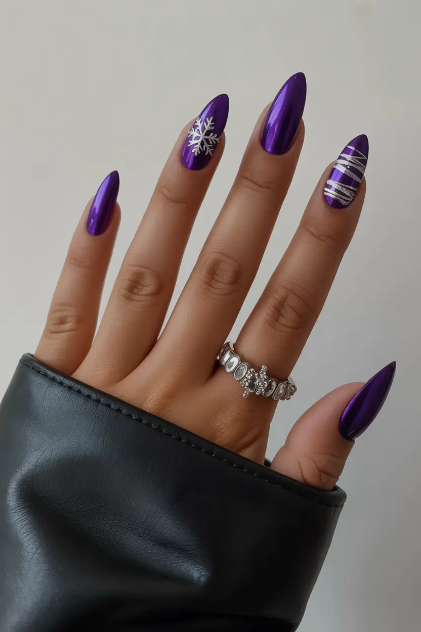 Gel Nail Trends Christmas 2025 Violet Winter Magic