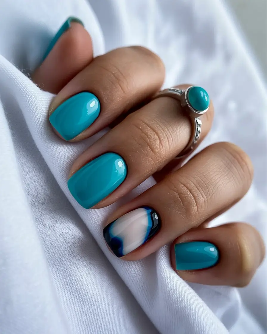 Gel Nail Trends Christmas 2025 Ocean Ice Blues