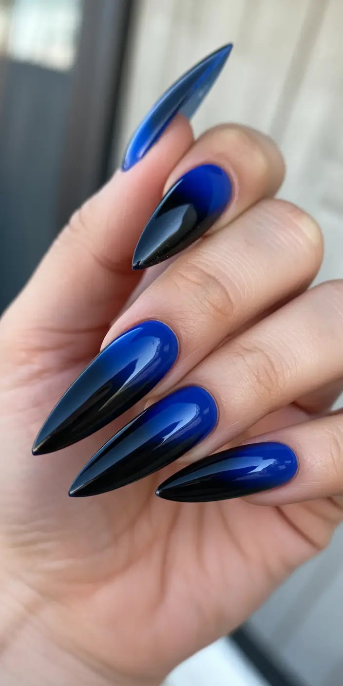 Gel Nail Trends Christmas 2025 Midnight Blue Fade